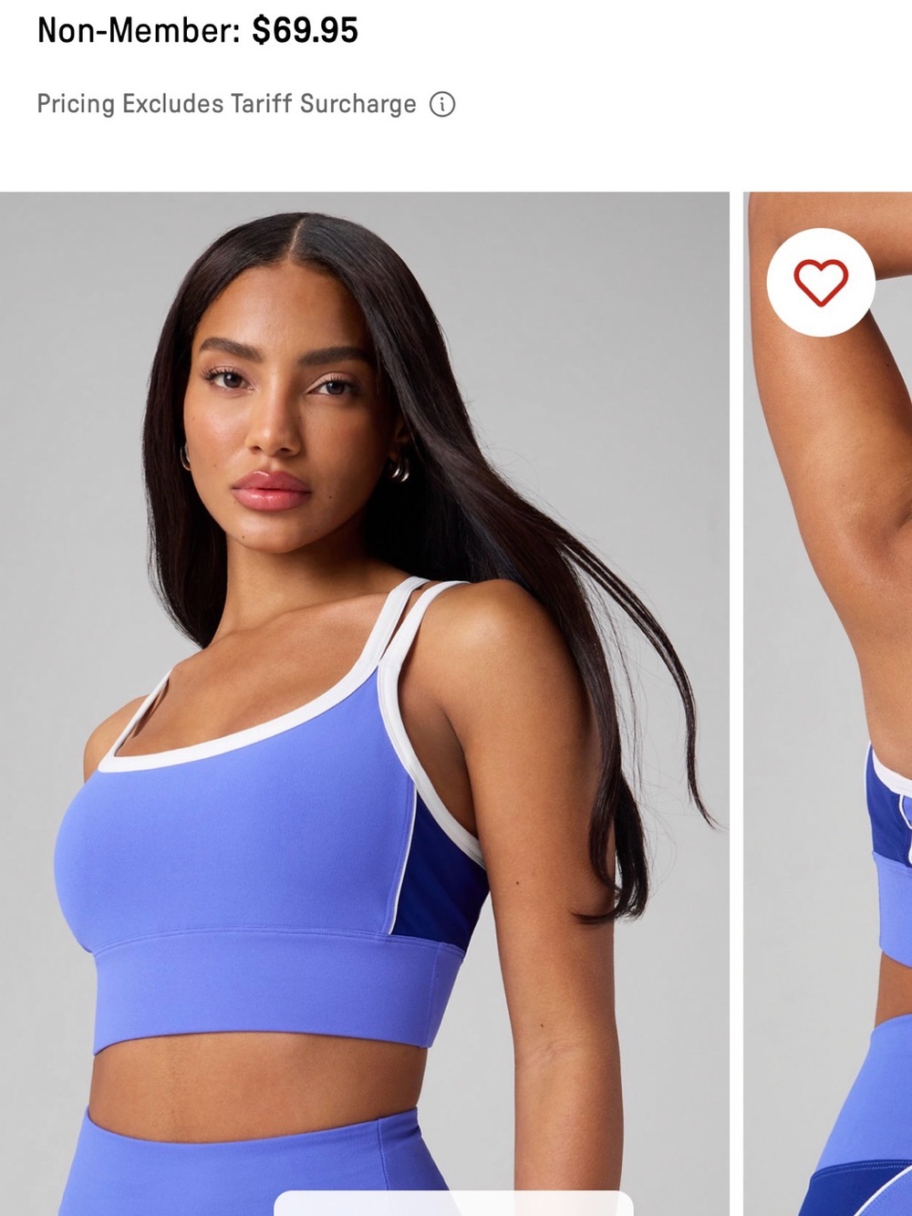 Fabletics Principal Color Block Longline Medium Impact Sports Bra